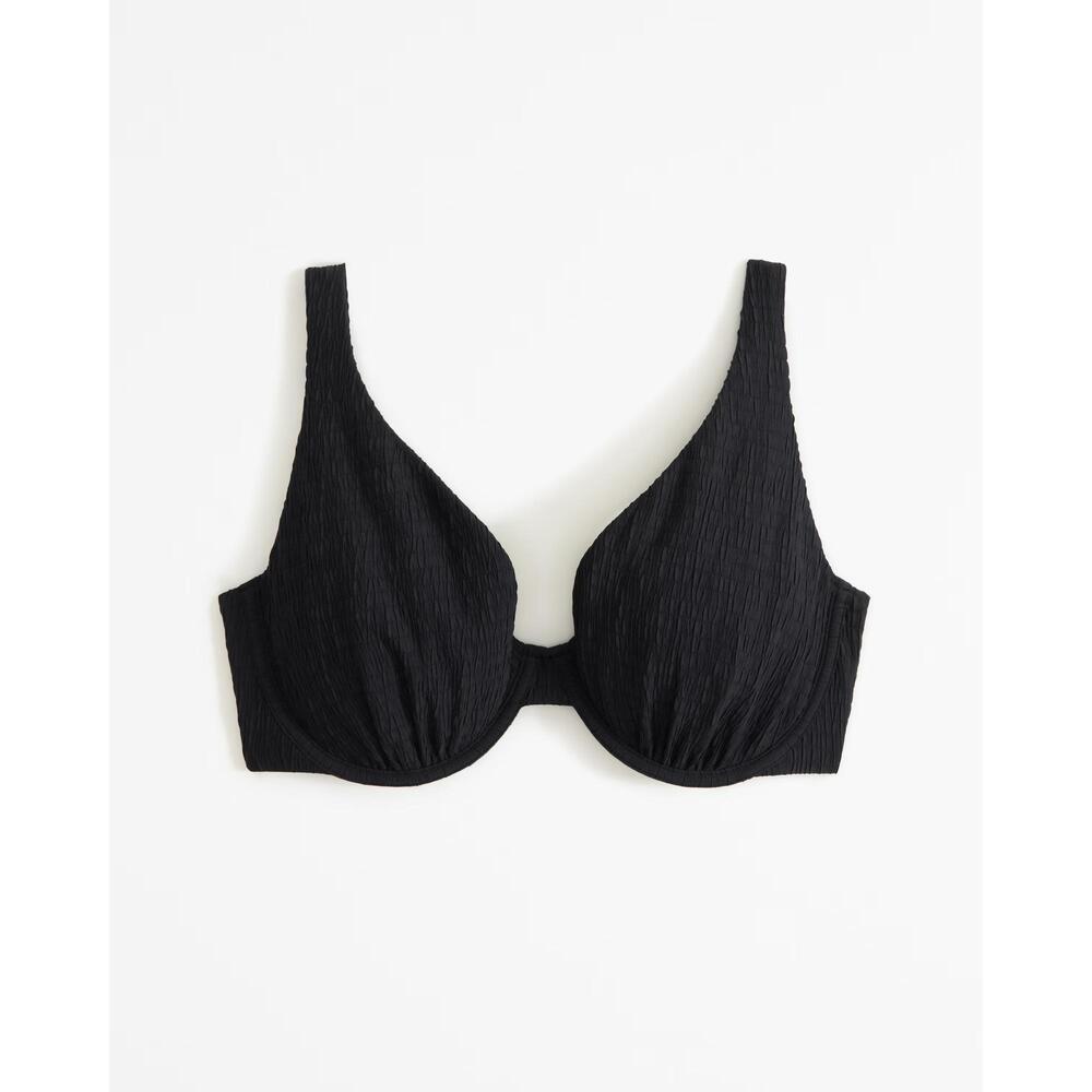 NWT Abercrombie & Fitch Curve Love High Apex Underwire Bikini Top Black Size 2XS